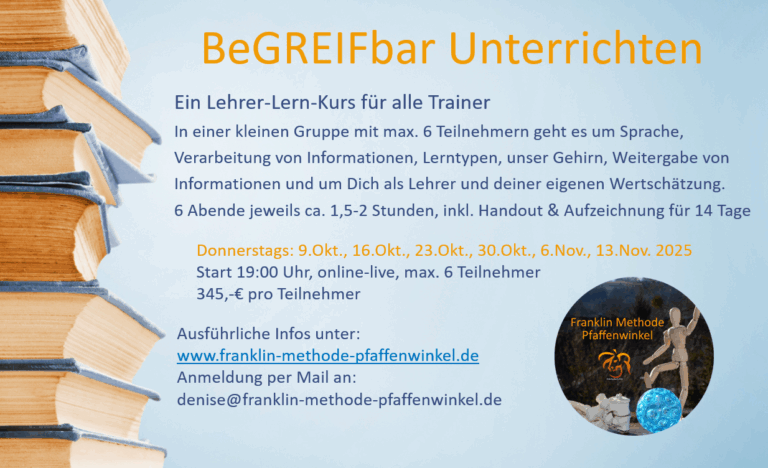 Bild zeigt Text zum Kurs BeGREIFbar Unterrichten, incl. Daten und Preis